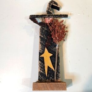 NEW! HANDMADE HALLOWEEN WOODEN WITCH FARMHOUSE PRIMITIVE 15"×6.5"